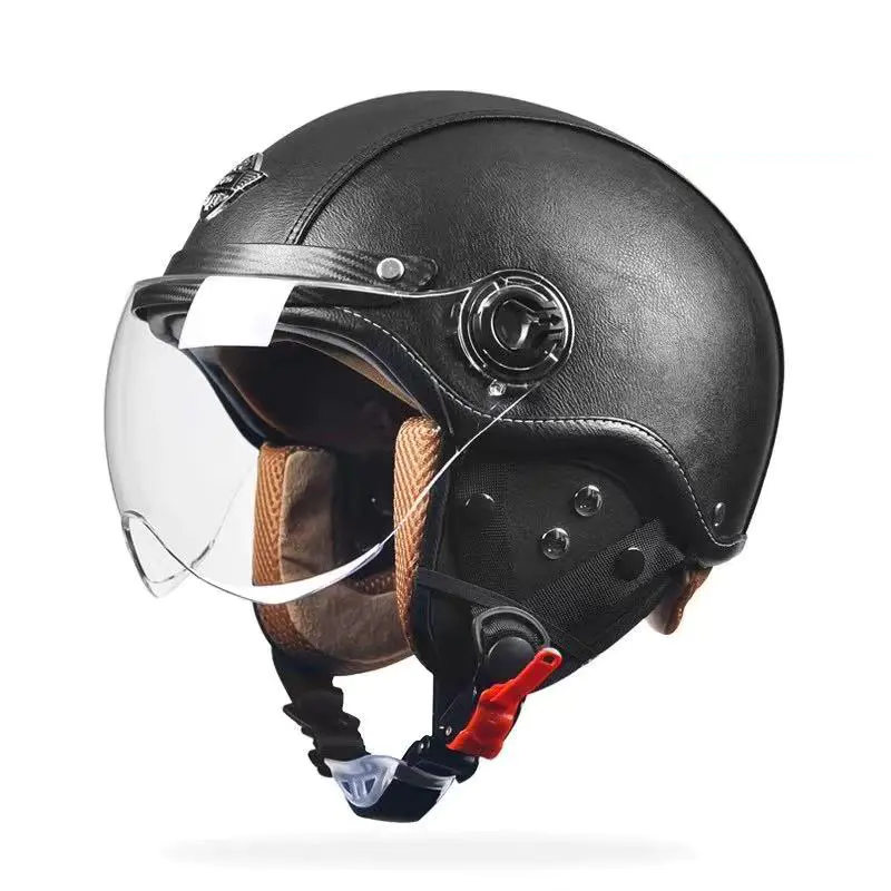 Kask motocyklowy z certyfikatem bezpieczeństwa FG02 Retro, półtwarzowy, ABS Kask motocrossowy