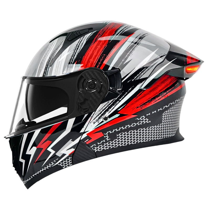 Kask motocyklowy K9 LED Intelligence z tylnym światłem bezpieczeństwa, z certyfikatem DOT, składany kask