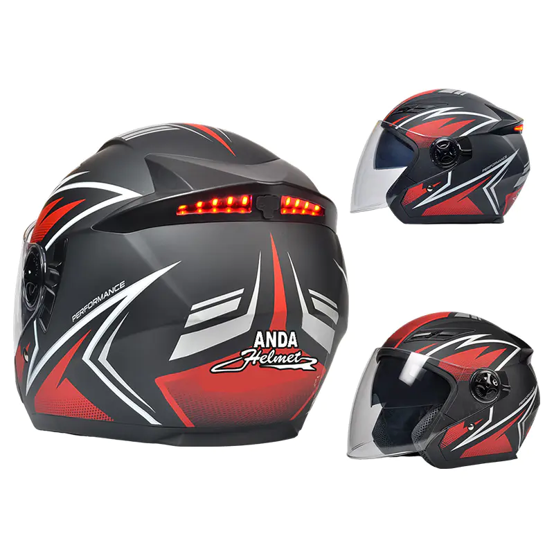 Kask motocyklowy z otwartą twarzą 166 LED. Kask z certyfikatem DOT