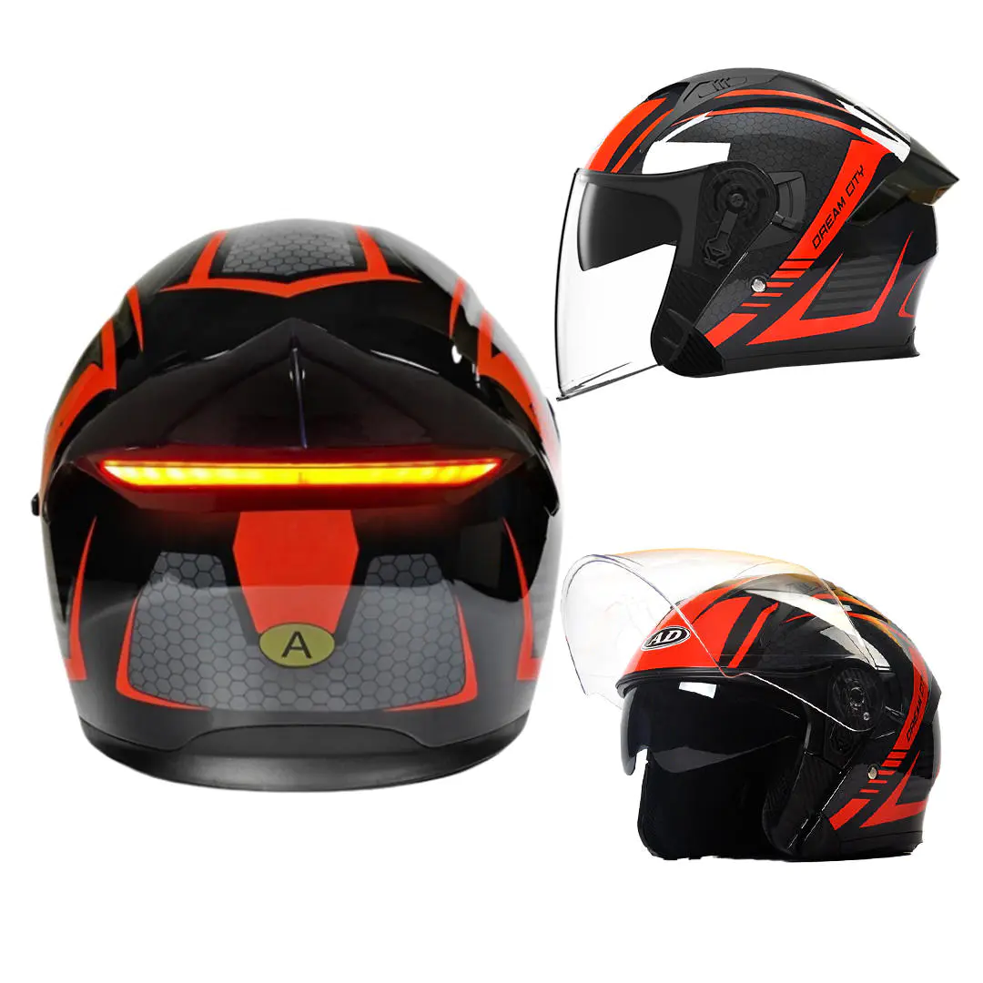 Kask motocyklowy K5 LED Intelligence z tylnymi światłami bezpieczeństwa, kask otwarty z certyfikatem DOT